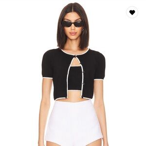 Amy Cardi Set in Black - Cropped Cardigan and Bralette